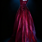 Burgundy A Line Straps Exquisite Beaded Satin Long Graduation Prom Dress SH5290