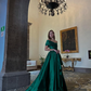 Gentle Green A Line One Shoulder Satin Long Prom Dress Evening Dress SH2502