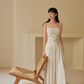 Simple A Line Spaghetti Strap Light Apricot Lace Chiffon Party Dress Outfits SH4728