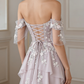 Pastel Lilac A Line Appliques Layered Chiffon Prom Dress 16th Birthday Dress Wedding Guest Dress SH4279