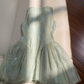 Green A Line Round Neck Lace Tulle Short Homecoming Dress SH4508