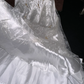 White A Line Sweetheart Neck Beaded Pleated Satin Lace Prom Dress Evening Dress SH3183