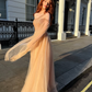 Flowy A Line One Shoulder Beaded Tulle Long Prom Dress Party Dress SH4685