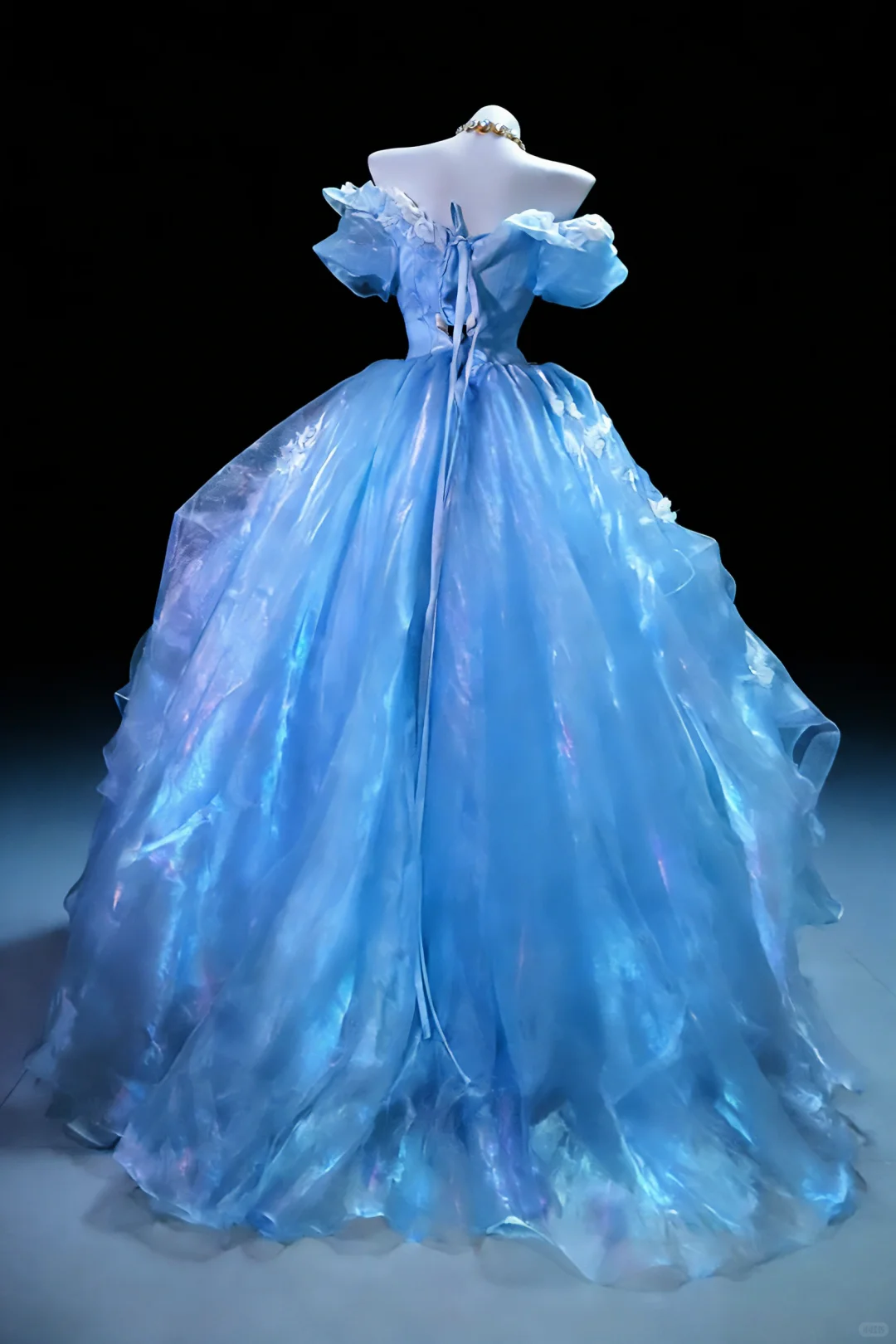 Dreamy Blue CindeRella Gown Organza Long Graduation Prom Dress SH5289