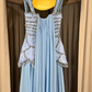 Luxurious Exquisite Diamond A Line Straps Blue Chiffon Prom Dress Evening Dress SH6756