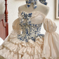 Cute Ball Gown Long Sleeve Print Floral Layered Satin Short Prom Dress Homecoming Dress SH6442