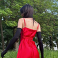 Stunning A Line Spaghetti Strap Red Satin Mini Homecoming Dress Cocktail Dress SH3955
