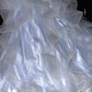 Gentle A Line Spaghetti Strap Beaded Ruffle White Organza Purple Satin Long Prom Dress Party Dress SH3068