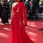 Fashion Red Chiffon Evening Dress Side Slit Long Party Dress SH1476