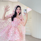 Stunning A Line Strapless Flower Pink Tulle Short Homecoming Dress Cocktail Dress SH2994