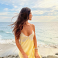 Simple Sheath Spaghetti Strap Lace Yellow Satin Long Prom Dress Evening Dress SH2013