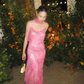 Vintage Gentle Pink Beaded Chiffon Prom Dress Party Dress Date Dress SH4886