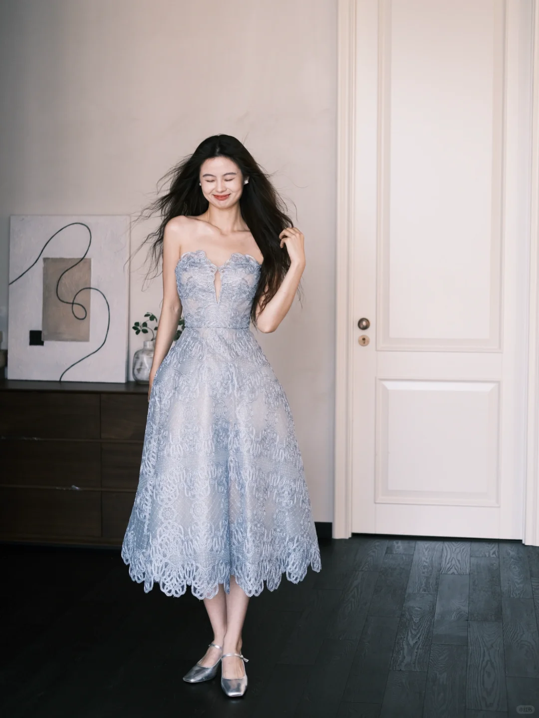 Blue A Line Sweetheart Neck Lace Prom Dress Party Dresses SH4584