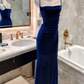 Royal Blue Stunning Sheath Spaghetti Strap Tulle Prom Dress Evening Dress SH4081