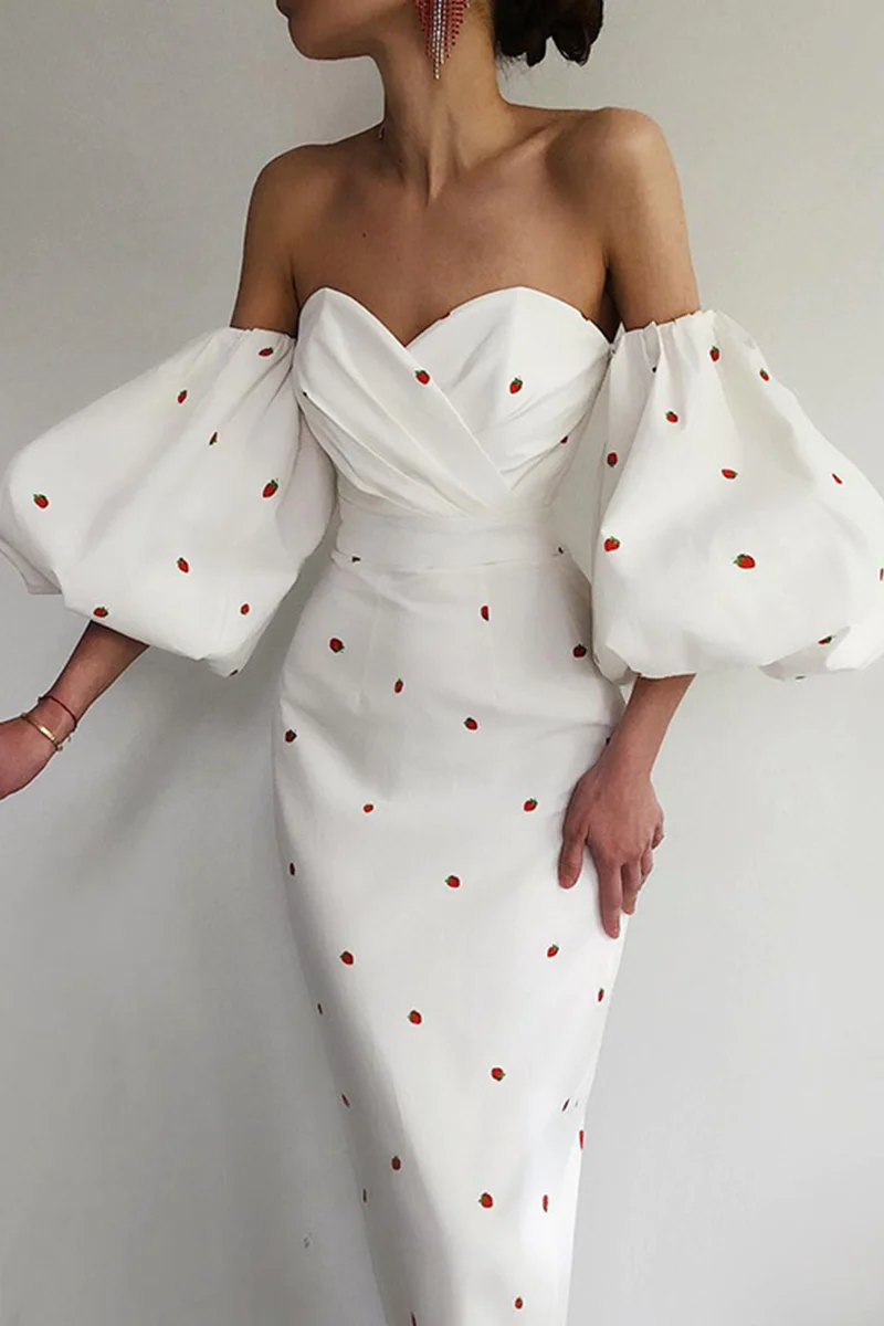 Unique Puff Sleeves Sweetheart Prom Dress,Elegant Evening Dress SH595