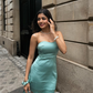 Turquoise A Line Sweetheart Neck Satin Short Homecoming Dress SH4011