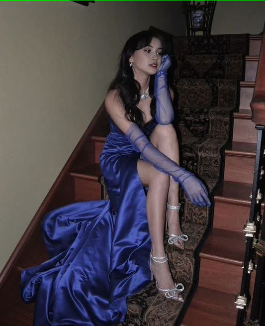 Sweetheart Satin Slit Prom Dress Royal Blue 21th Birthday Outfits SH1228