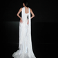 Unique Sheath Strapless White Pleated Satin Slit Long Wedding Dress SH6676