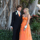 Strapless Tulle Appliques Long Evening Dress Orange Prom Dress SH965