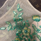 Green A Line Round Neck Embroidery Tulle Prom Dress Party Evening Dress SH5899