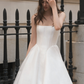 Elegant Ball Gown Strapless White Satin Wedding Dress SH4122