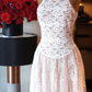 Elegant White A Line Round Neck Lace Long Prom Dress Evening Dress SH1851
