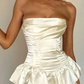 Ivory A Line Strapless Satin Short Prom Dress Homecoming Dress SH8638