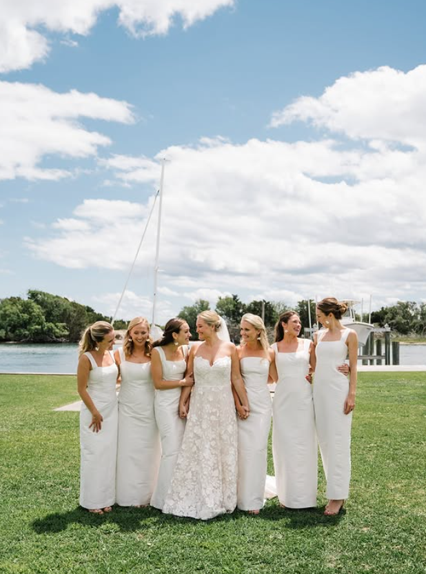 Simple White Sheath Strap Satin Long Bridesmaid Dress SH6580