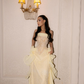 Pretty Yellow A Line Strapless Lace Chiffon Prom Dress Evening Dress SH6433
