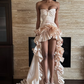 Stunning Apricot A Line Sweetheart Neck Pearl Satin Prom Dress Party Dress SH5324