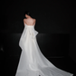 Cute A Line Strapless White Tulle Long Sweep Wedding Dress SH5979