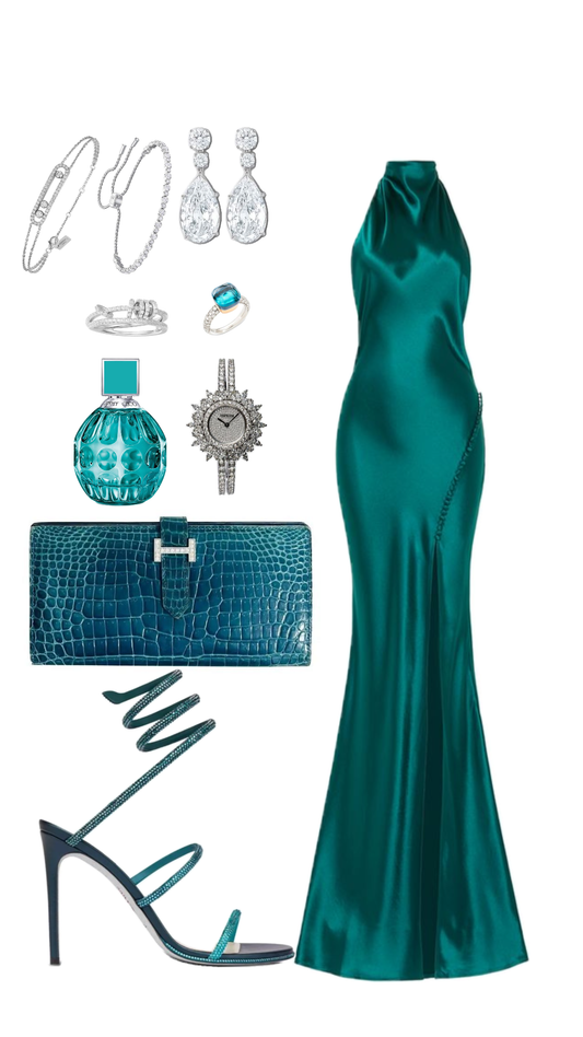Simple Emerald Mermaid Halter Satin Long Prom Dress Party Evening Dress SH5698