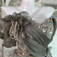 Vintage Grey Print Floral Ball Gown Beaded Satin Tulle Prom Dress Sweet 16 Dress SH5986