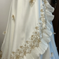 Vintage A Line Strapless Golden Appliques White Satin Long Prom Dress Party Dress SH3032