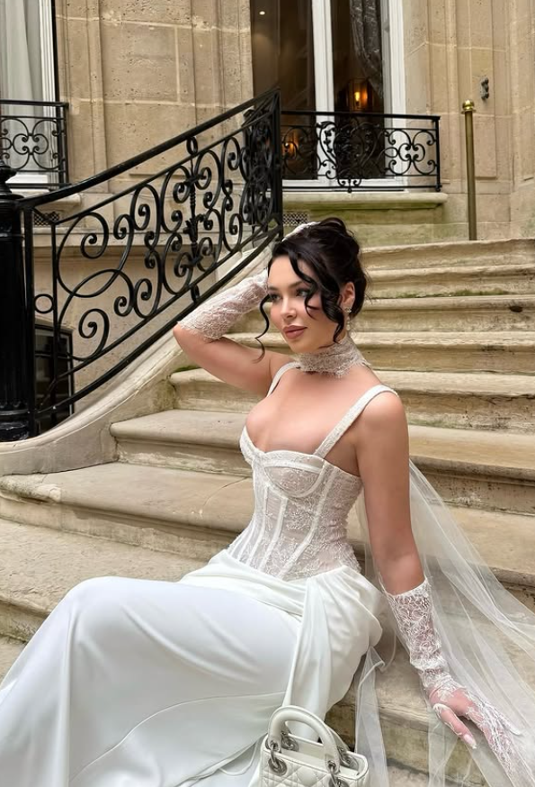 Charming White Sheath Spaghetti Straps Lace Satin Long Prom Dress Party Dress SH6424