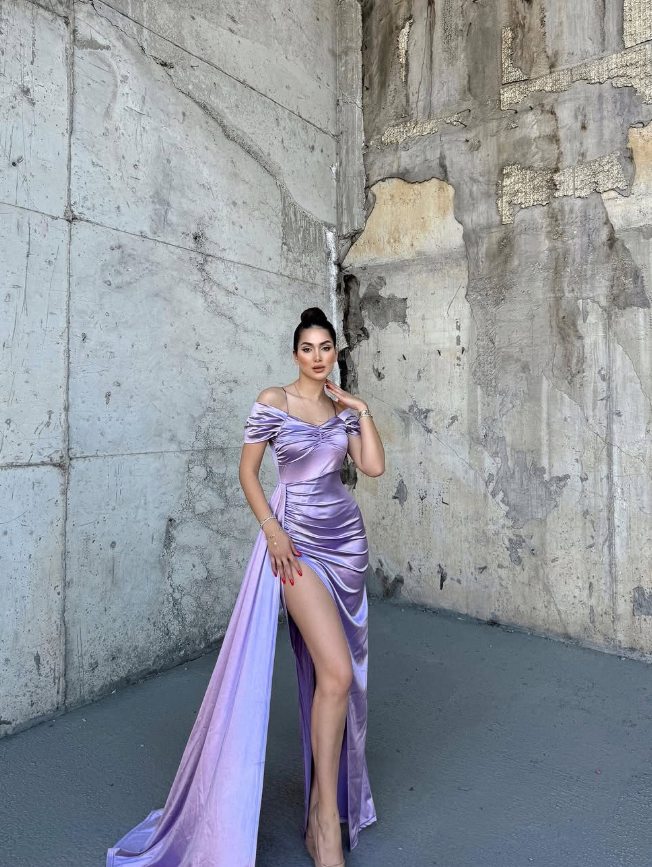 Apricot Sheath Spaghetti Strap Satin Prom Dress Wedding Guest Dress SH4747