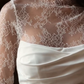 Elegant A Line High Neck Long Sleeve White Lace Satin Wedding Dress SH6022