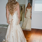 Vintage Mermaid Sweetheart Neck Pleated Apricot Satin Long Wedding Dress SH5878