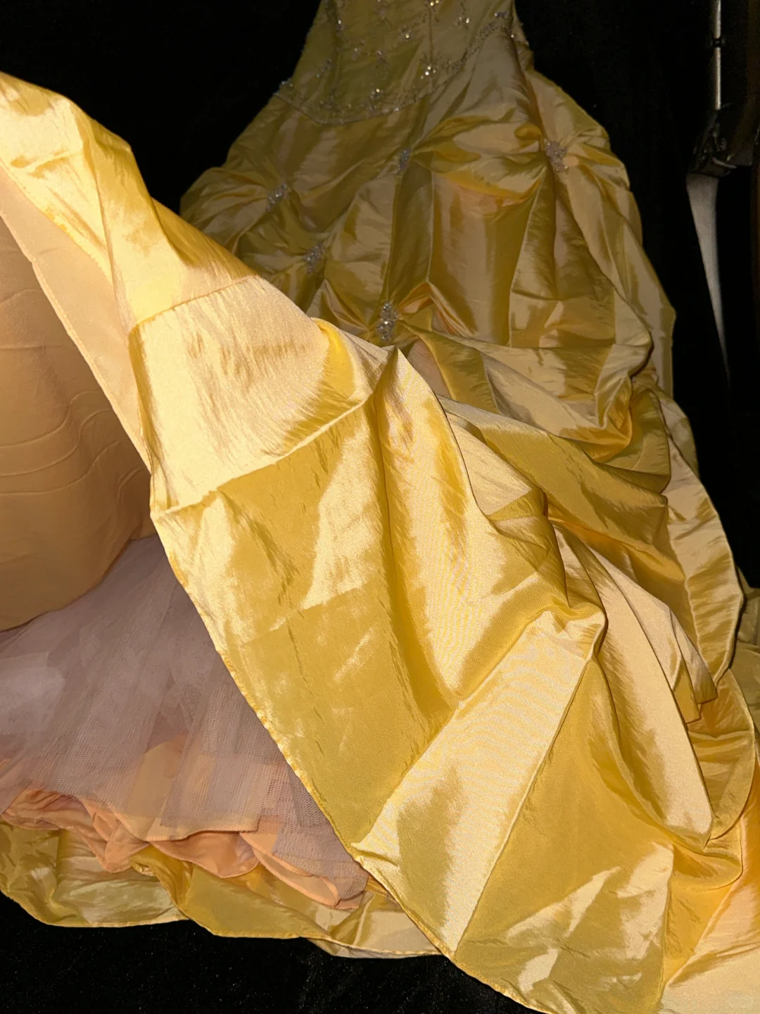 Bright Yellow A Line Strapless Beaded Satin Prom Dress Party Evening Dress SH5993