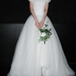 Dreamy Flowy Ball Gown Off the Shoulder White Tulle Long Wedding Dress SH6677