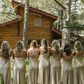 Simple Silk Satin Cowl Neck Spaghetti Strap Popular Tea Length Bridesmaid Dresses SH5587
