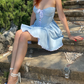 Princess A Line Sweetheart Neck Sky Blue Satin Short Homecoming Dress Birthday Dress SH2154