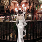 Elegant Mermaid Long Sleeve Lace Satin Long Prom Dress Evening Dress SH8125