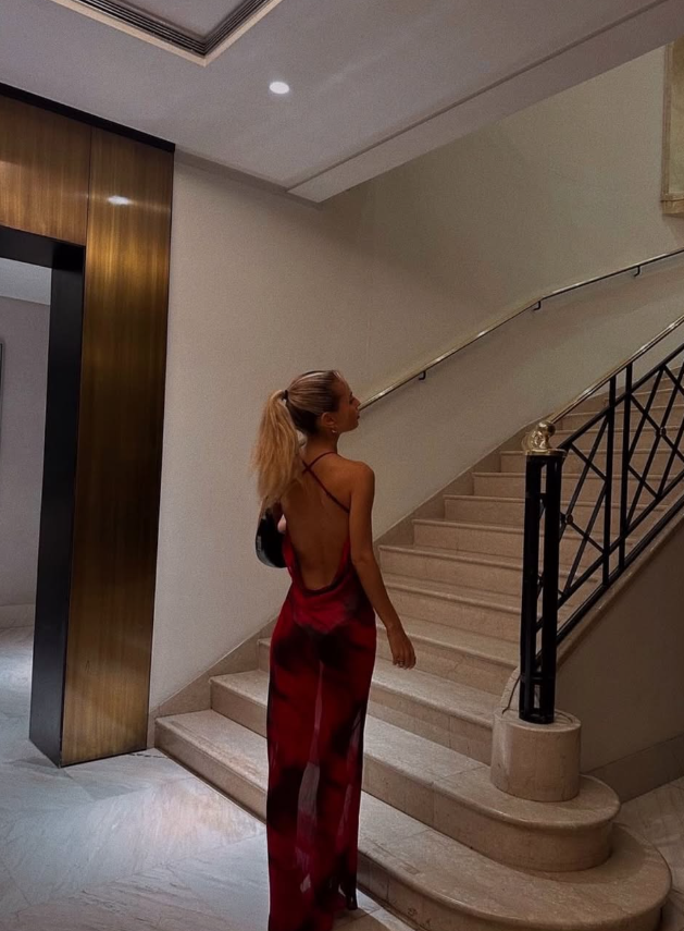 Sexy Burgundy Sheath Chiffon Open Back Long Outfit Party Dress Vacation Dress SH3522