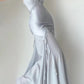 Elegant Mermaid Spaghetti Strap Pearl Grey Satin Long Prom Dress Evening Dress SH2624