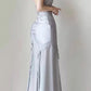 Elegant Mermaid Spaghetti Strap Pearl Grey Satin Long Prom Dress Evening Dress SH2624