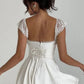 White Lace Trim A-Line Square Neck Homecoming Dress with Corset Back SH7837