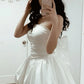 White Lace Trim A-Line Square Neck Homecoming Dress with Corset Back SH7837