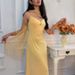 Yellow Vintage A Line Straps Exquisite Beaded Chiffon Prom Dress Graduation Prom Dress SH5489