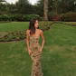 Glod-brown Spaghetti Straps Long Mermaid Prom Dress With Sequins And Embroidery Appliques SH8532